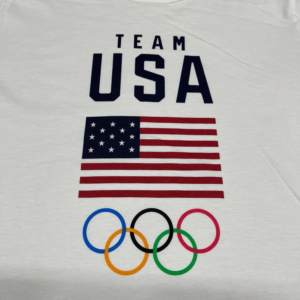 Team USA T-Shirt Womens Medium White Olympics Graphic 100% Cotton Crew Neck NEW - Picture 2 of 11
